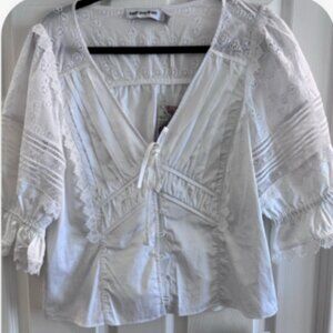 Self Portrait White Lace Blouse - Size 10 - New With Tags